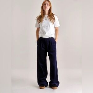 Komodo LOLA LILLY Organic Cotton Cord Trouser - Navy Wide Leg Navy Pants